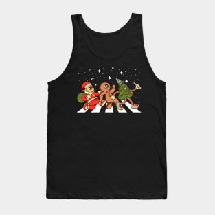 Christmas Road, Santa Claus, Gingerbread man, Christmas tree Tank Top